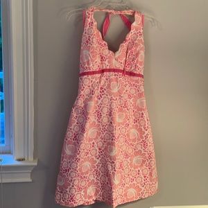 Vintage Lilly Pulitzer pink floral halter dress